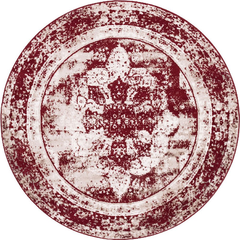 Brandt Oriental Area Rug, Burgundy, Round 7'1"