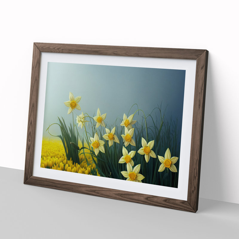 Showstopping Daffodil Flowers - Framed Print, 34cm H x 46cm W x 2cm D, Walnut