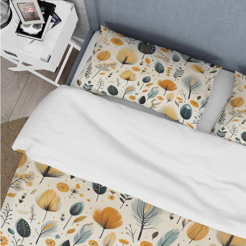 Motif bohème d'inspiration naturelle - ensemble de housse de couette botanique - microfibre de polyester