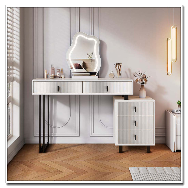 Adjustable-Length Vanity with Cloud LED Mirror