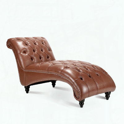 Tufted Armless Chaise Lounge – PU Cover – Birch Legs
