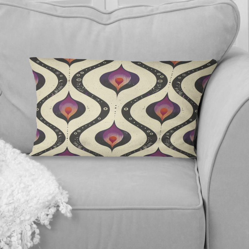 Coussin lombaire rose et noir quadrilobe Elegance