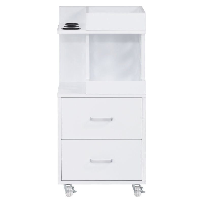 Utility Cart with Tool Holder and Lockable Wheels, Salon Trolley with Storage Drawer