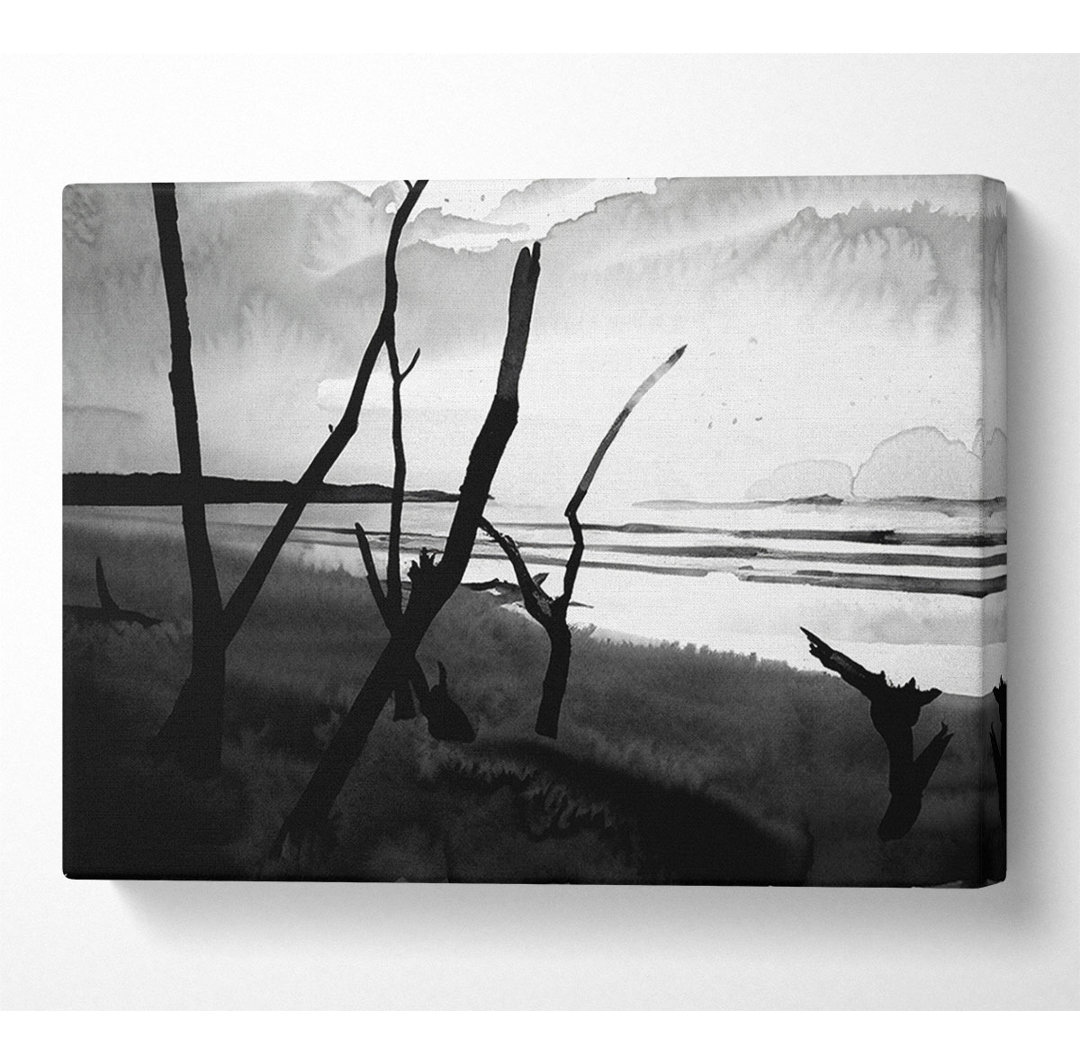 Driftwood Beach B N W - Druck