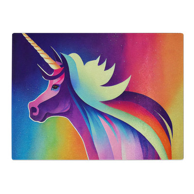 Beautiful Unicorn Abstract  Glass Chopping Board