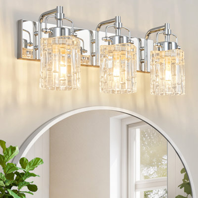 Modern Vanity Light With Crystal Glass Shade Bathroom Vanity Light Bathroom Light Fixtures Over Mirror Crystal Bathroom Vanity Lighting Fixtures