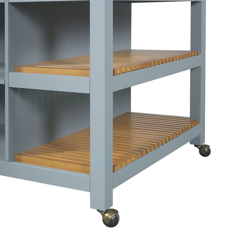 Chariot pour îlot de cuisine 52 po avec plateau en bois d'hévéa