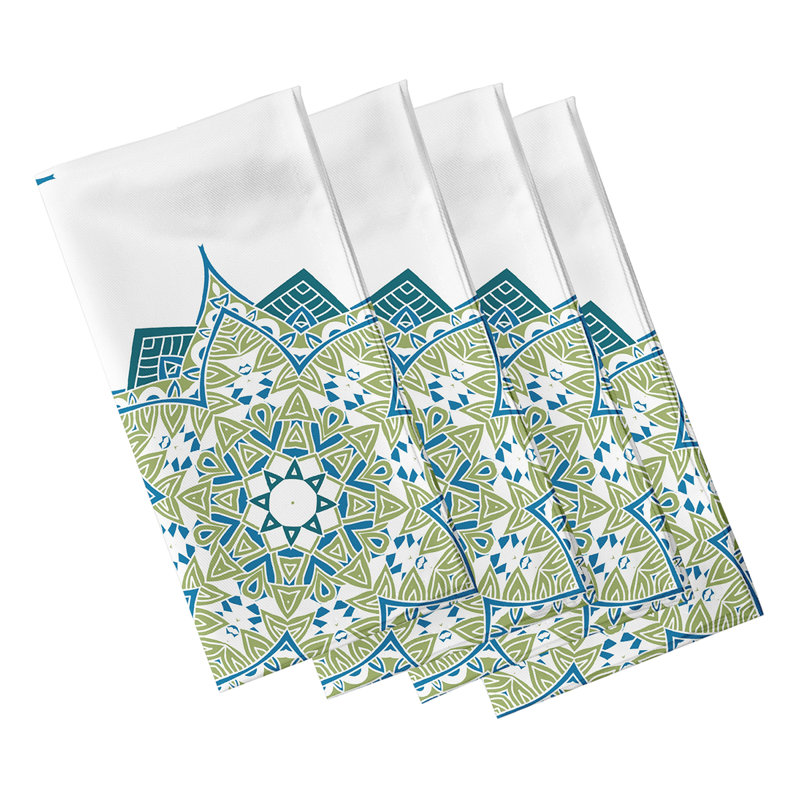 Jimmie Polyester Geometric Square Napkin, Green