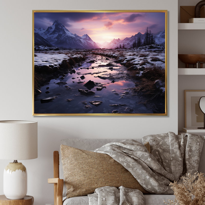 Alaska, crépuscule arctique sur toile, H 30 po x l 40 po x P 1,5 po, Cadre flottant doré