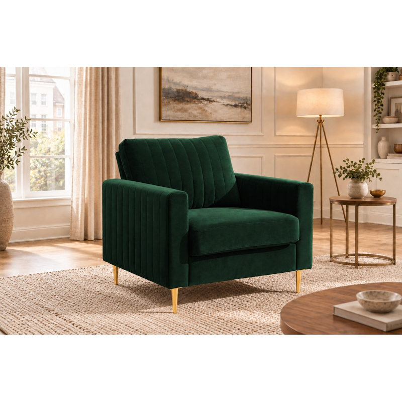 Lotsee Velvet Armchair, Green