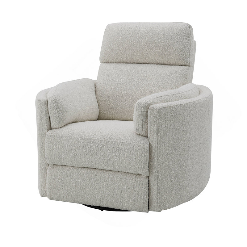 Sagen Glider Recliner with Swivel, Beige Boulce
