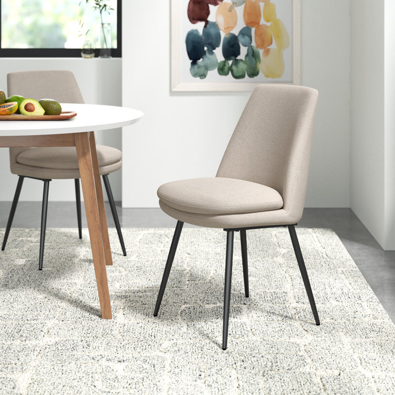 19.25'' H Upholstered Side Chair, Beige Chenille, Iron Gray