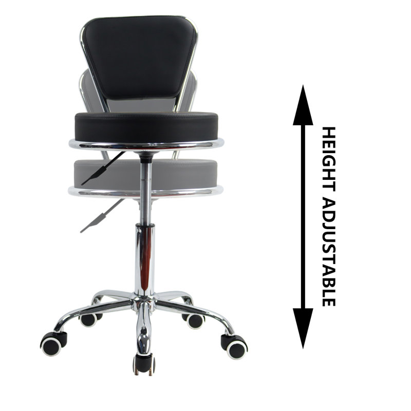 Backed Adjustable Height Ergonomic Lab Stool with Wheels