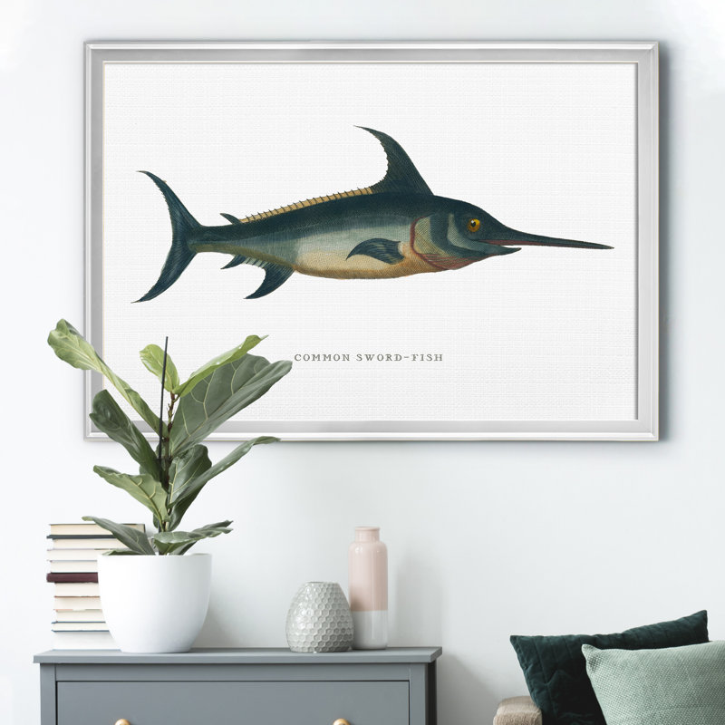«Common Sword Fish», impression sur toile encadrée, Argent, H 30,5 po x l 42,5 po x P 1,5 po