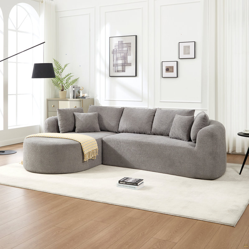 Canapé modulaire 109 po Cloud, Velours côtelé gris