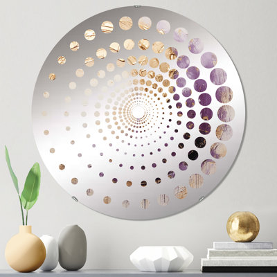 Spirale lunaire dorée et mauve - Miroir décoratif à pois en spirale - MIR115874-Rond