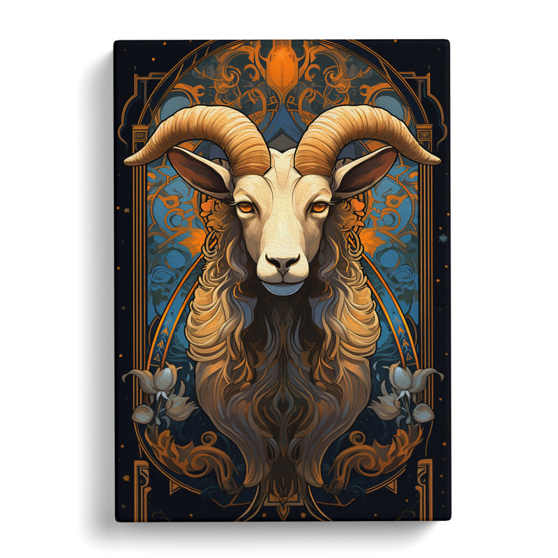 Goat Art Nouveau Art No.2 - Wrapped Canvas, 50cm H x 35cm W x 3cm D