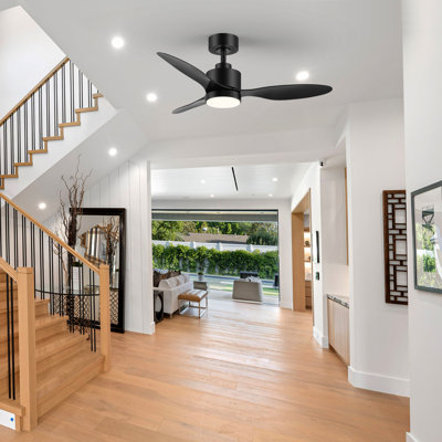 Kyptin 42" 3-blade Downrod Mount Ceiling Fan with LED Lights and Remote Control