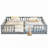 Double Twin Floor Bed With Fence, Guardrails-1705646891