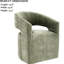 Fauteuil contemporain avec roulettes et dossier design, revêtement en tissu texturé neutre, rembourrage en mousse souple, structure en bois d'ingénierie massive, entièrement rembourré, intégré, base piédestal sculptée.
