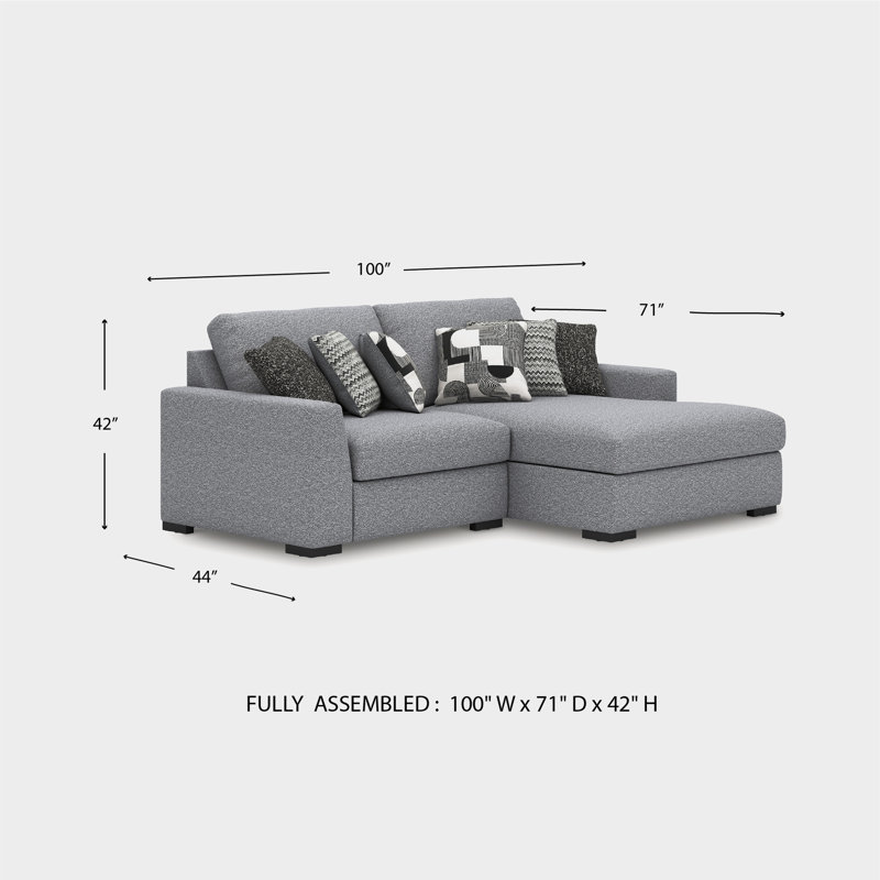 Canapé modulaire 2 pièces avec méridienne Cantin, Orienté à droite