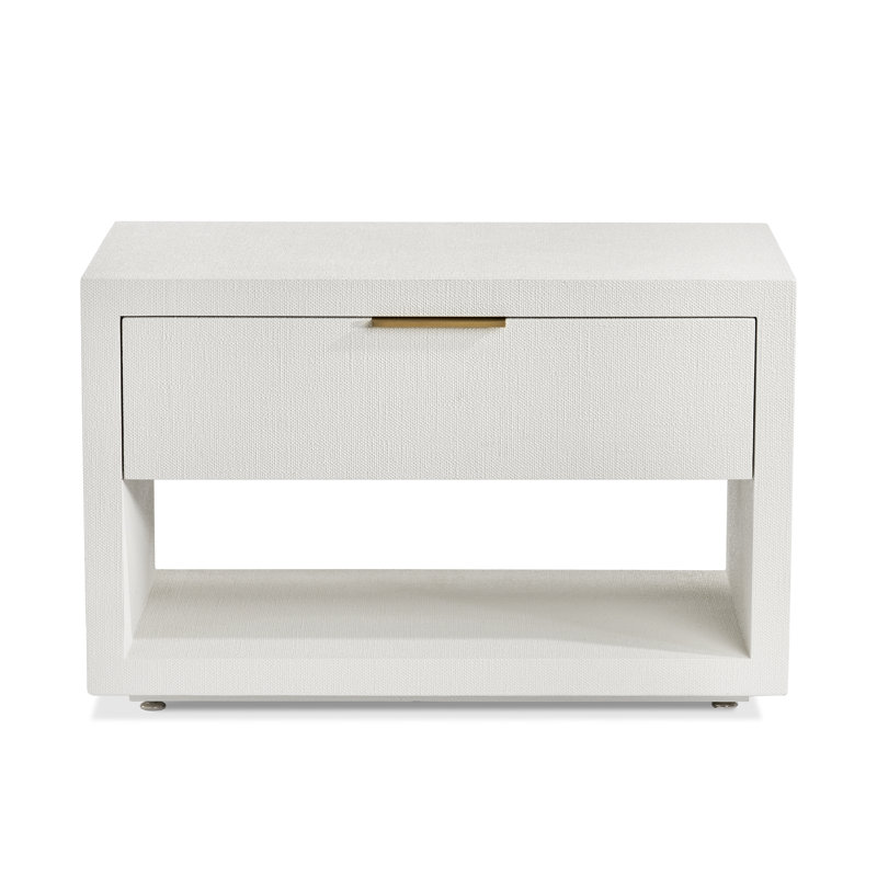 Montaigne 32'' W Nightstand, Natural White/Antique Brass