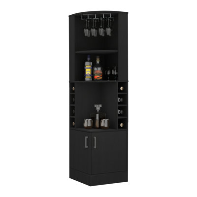 Armoire de bar à 2 tablettes Black 8 - Option pour l'intérieur de maison contemporaine