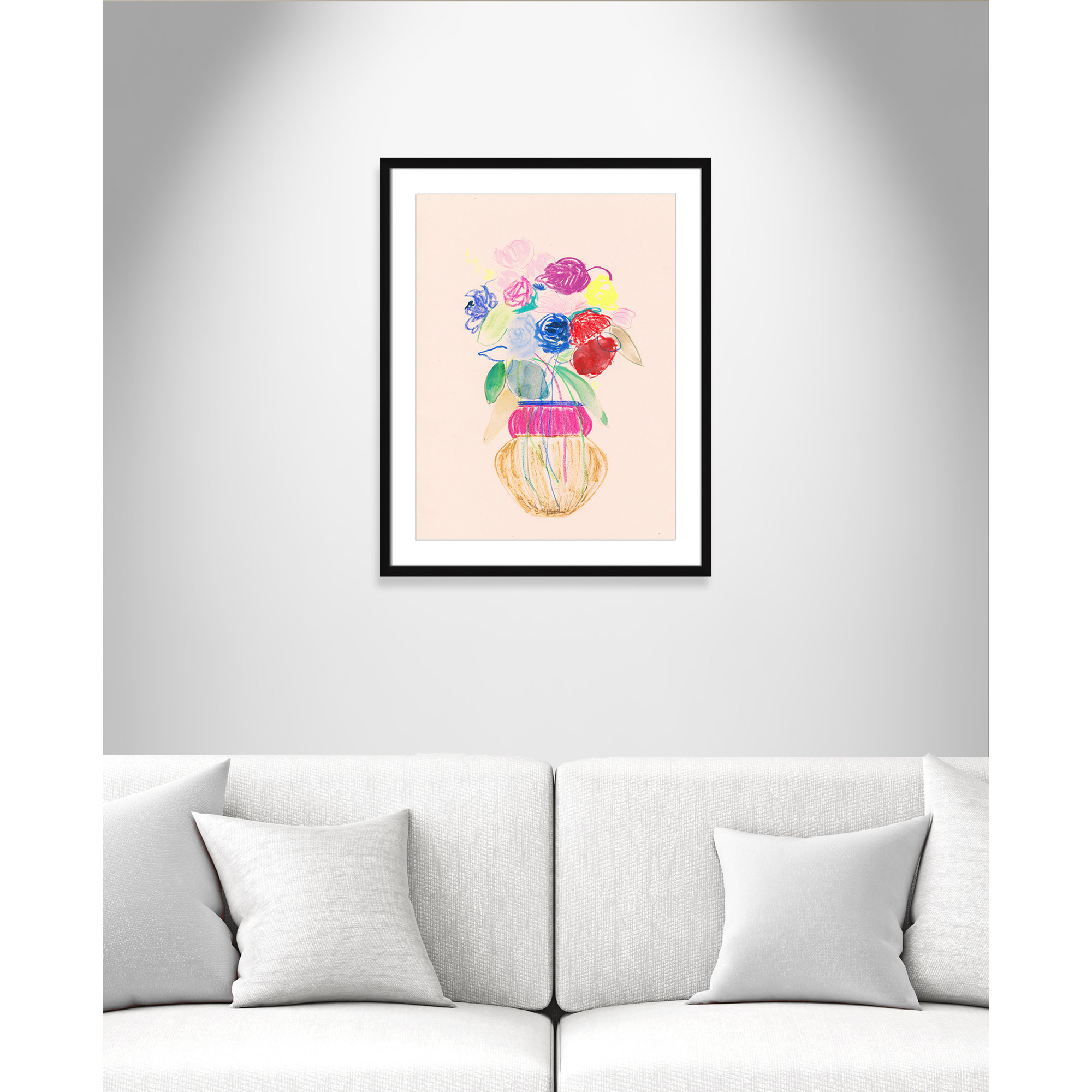 Simple Floral II Print by Bea Dina, Black Single Picture Framed Paper, White, 29.5" H x 23.5" W x 1.25" D