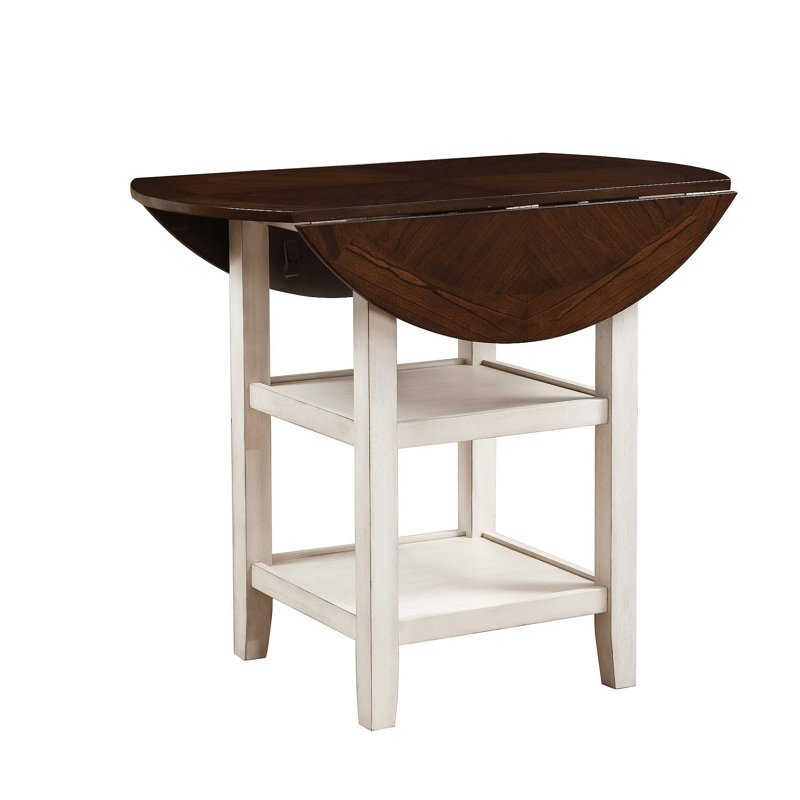 Table de salle à manger à hauteur de comptoir blanche et cerise foncée 1Pc avec 2 tablettes inférieures