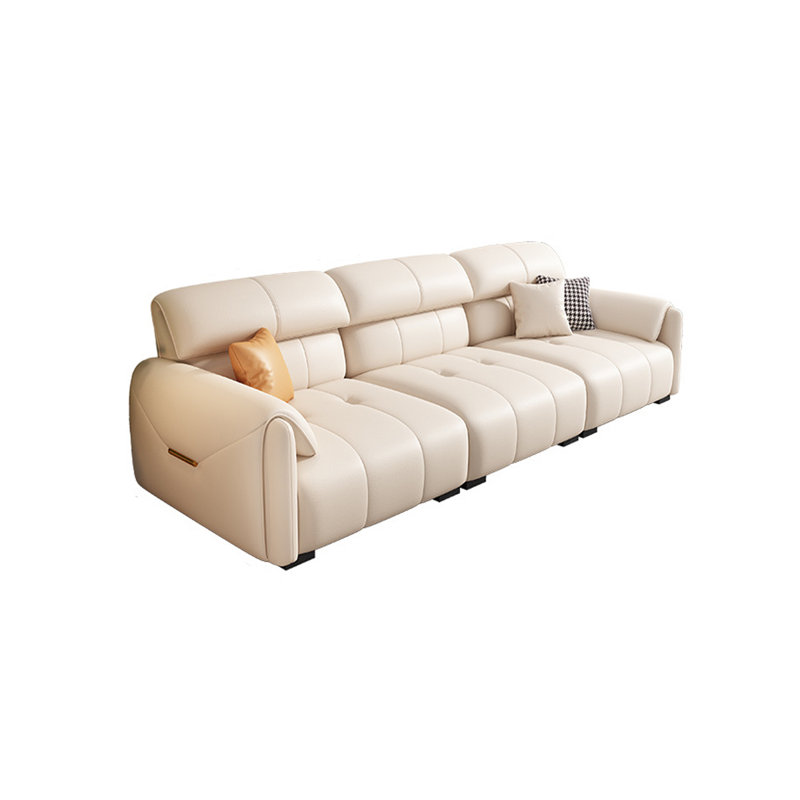 Modern in-line leather sofa, 37.79" H x 98.42" W x 37" D