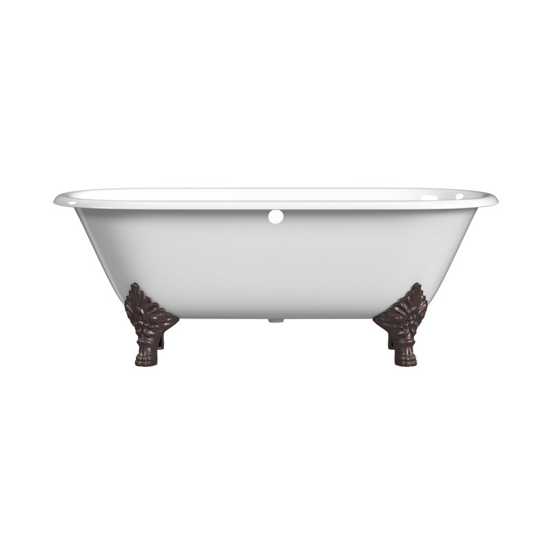 Baignoire de trempage autoportante en fonte 70 po. X 32 po. Janeese, Bronze antique, Intérieur et extérieur blancs