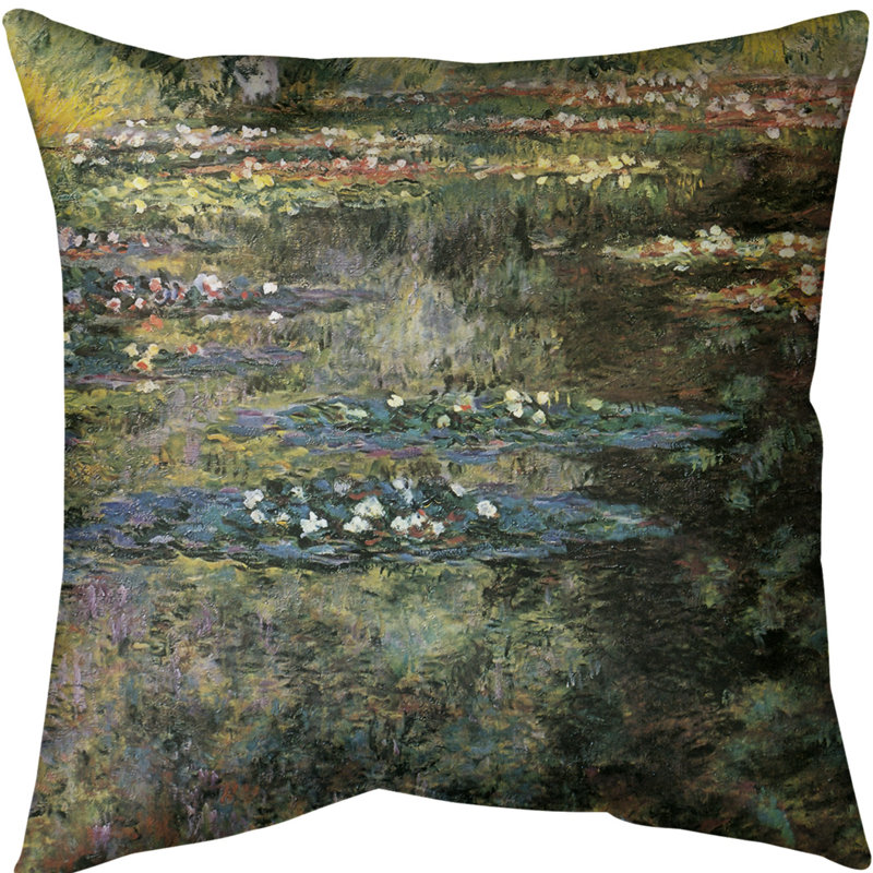 Coussin décoratif lily claude monet water at giverny, 14 po x 14 po, Sergé de coton