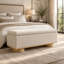 Banc de rangement moderne de 127 cm (50 po) en tissu d'avoine, pouf de bout de lit pour entrée ou chambre à coucher/salon