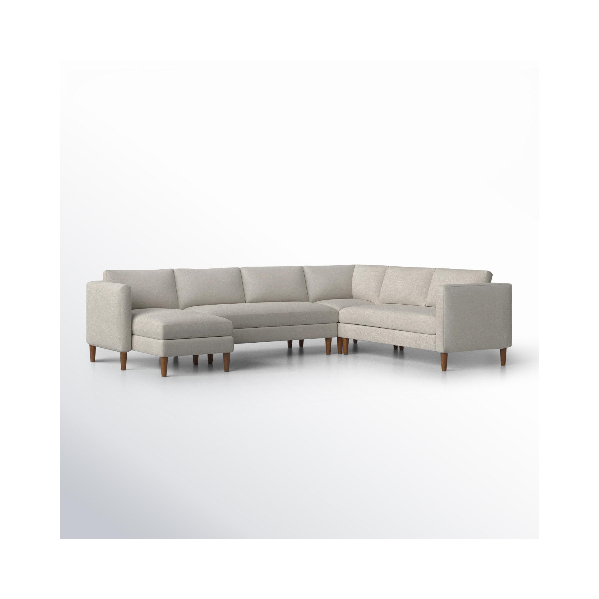 Clifford 4-Piece Upholstered Custom Sectional, Left Hand Facing, Turbo Ash Basketweave