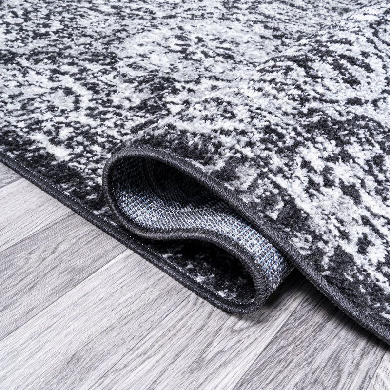 Tapis noir / ivoire Modern Persian, Rectangle 7 pi 8 po x 10 pi