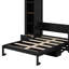 Grand lit plateforme escamotable avec tablette, armoires latérales, tiroirs et DEL-1765191133