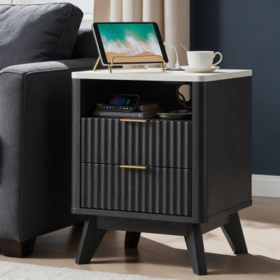 Table de chevet Hardester vintage avec 2 tiroirs