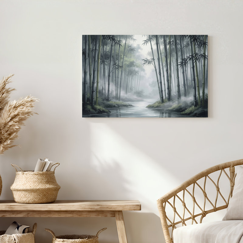 Art mural sur toile Gallery Wrap pour le salon, la chambre à coucher, le bureau ou le vestibule - Décoration murale décorative avec forêt de bambous
