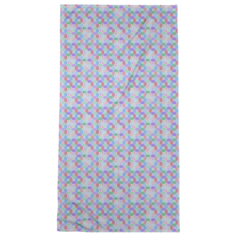 Serviette de plage vitrail, Bleu / Rose / Mauve