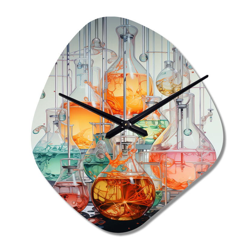Horloge murale en métal à forme unique de laboratoire scientifique, Petit