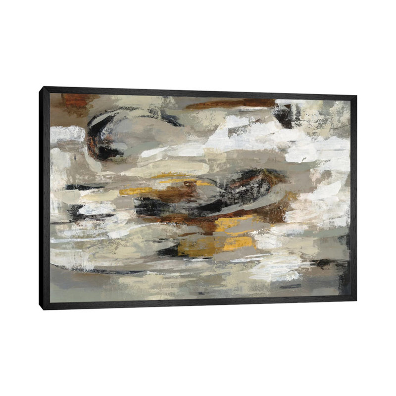 Neutral & Gray Abstract by Silvia Vassileva - Gallery-Wrapped Canvas Giclée on Canvas, Black Framed, 101.6 cm H x 66.04 cm W