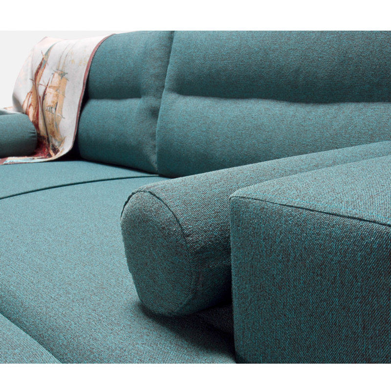 Upholstered L-Shaped Sectional Left Hand Facing, Turquoise