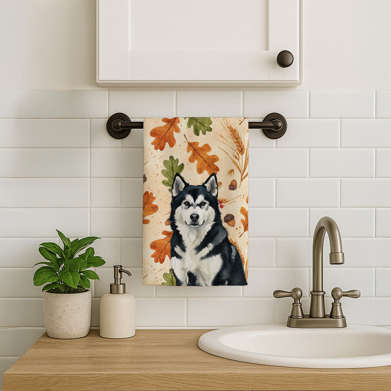 Torchon noir et blanc Malamute Heirloom, Black and White Alaskan Malamute