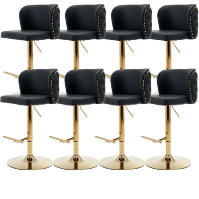 Ensemble de 8 tabourets de bar à hauteur cloutée Modern