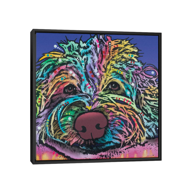 " La Lou " by Dean Russo, 18" H x 18" W x 1.5" D, Black Framed Canvas, No Mat
