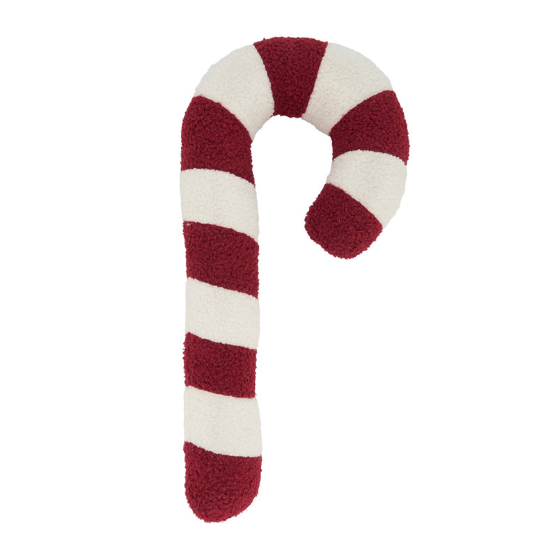 Coussin décoratif rouge et blanc en forme de canne de Noël festive 10 po x 22 po, Rectangle H 22 po x l 10 po