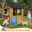 Maisonnette d'extérieur en bois avec porte pour animaux de compagnie, évier de cuisine et tableau noir pour enfants