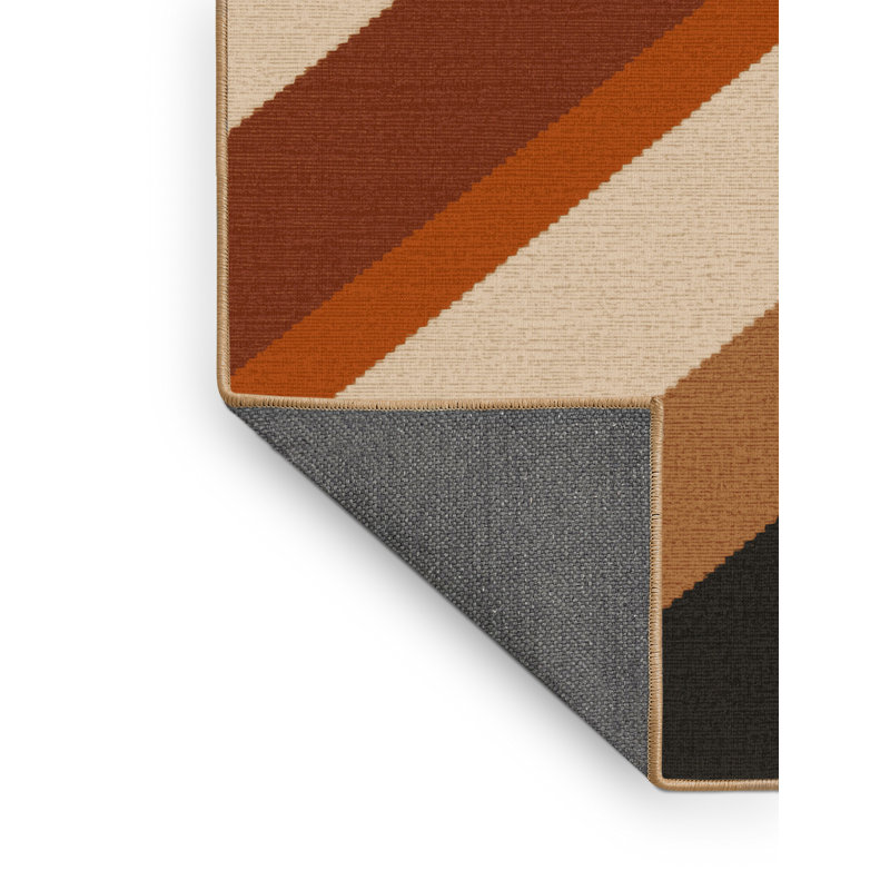 Tapis moelleux moelleux d'inspiration mondiale Cropsey en brun - reliure brun clair, 8 x 12