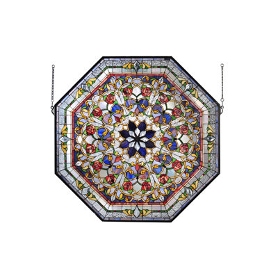 35"W X 35"H Floral Stained Glass Window