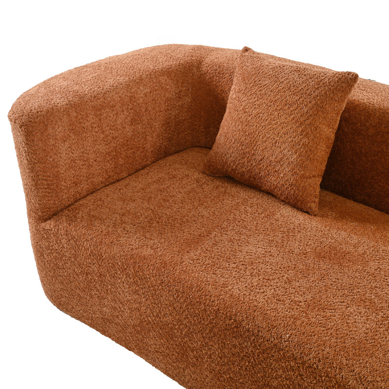 132" Modern Sectional Sofa With Curved Design, 2-Piece Chenille Modular Couch With 4 Pillows, Plush Sponge & Spring Cushion
